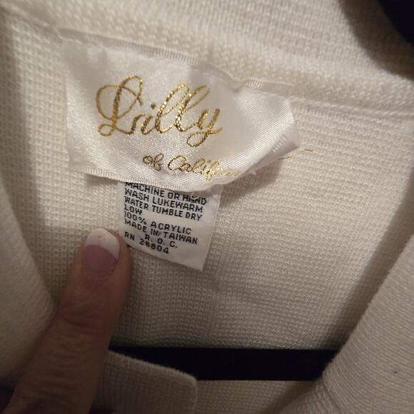Vtg 60s 70s Lily Of California Ivory Knit Cardigan Sweater Womens SM Taiwan - Picture 4 of 9